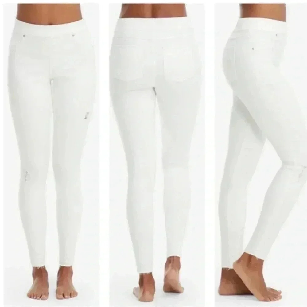 SPANX White Distressed Skinny Jean Leggings Size s